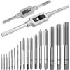 OFNMY 19 Pezzi Maschi per Filettare Metrici Set, M1-M3,5, M4, M5, M6, M8, M10, M12 Set di Maschi Filettatori e Filiere, Kit di Maschiatura Filettatura Manuale con Giramaschi a Cricchetto Regolabile