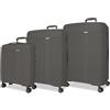 MOVOM Antracite Set di Bagagli 53x78x31 cm Rigido Polipropilene Chiusura TSA Integrata 217L 11.4kg 4 Doppie Ruote Estensibile Bagaglio a Mano