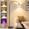 YICAIZI Lampada da Terra ad Arco LED - 9W 900LM Piantana da Lettura Regolabile con Telecomando & LED E27 per Soggiorno, Camera da Letto, Ufficio - Nero