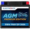 Electronicx AGM 51814 Batteria Moto 12V 19Ah 245A - Starter sigillato senza manutenzione, compatto e antivibrazione - per moto, scooter, quad, ATV, jetski e motoslitte