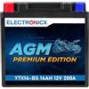 Electronicx AGM YTX14-BS Batteria Moto 12V 14Ah 200A - Sigillata, senza manutenzione, compatta e resistente alle vibrazioni - Potente starter per moto, scooter, quad, ATV e trattorini rasaerba