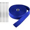 LKRXW Benda Termica Scarico Auto Isolante Collettori Moto Nastro Termico | Fibra Vetro Fascia Termico Collettore Nastro Termiche Protettivo Calore Resistente Blu 2,5CM X 5M Con 6 Fascette
