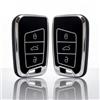 PRIDEOY Custodia Chiave Auto Set 2 Pezzi, Guscio TPU per VW Golf 8 MK8 ID.3 ID.4, Cupra Formentor, Seat Leon, Skoda Enyaq, Anturto Senza Disturbo Segnale, Impermeabile, Nero Argento
