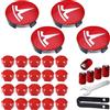 Ruayia Set di copricerchi compatibili con Tesla Model 3/Model Y, 4 coprimozzi + 20 coprimozzi, coprimozzo centrale, copricerchi con logo Tesla, rosso