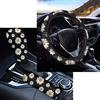 Binienty Auto Decor Accessori per le donne, carino margherita stampa floreale, coprivolante elastico+pomello del cambio+cuscinetto freno a mano