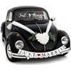 Generisch Set di decorazioni per auto nuziali a forma di cuore bianco con ventosa, 2 fiori per specchietto retrovisore, adesivi e striscione di carta, decorazione per auto fatta a mano