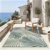 the carpet Machka - Tappeto resistente in tessuto piatto, motivo floreale, ideale per cucina e sala da pranzo, ideale anche per esterni, palma, Verde, 80 x 150 cm