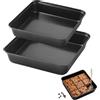 FARYODI Pirofila quadrata 22 cm+25 cm, 2 teglie da forno rettangolari con rivestimento antiaderente, per torte, brownies e lasagne