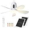 CISSIYOG Ventilatore da Soffitto Solare con Luce, Pannello Solare 24W, Ventilatore 40cm 5 Pale, 3 Velocità & 3 Temperature di Colore, Telecomando con Timer, Portatile per Campeggio, Gazebo, Terrazza