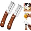 Lonimia 2 pelaverdure multifunzione con manico in legno, 3 in 1, in acciaio inox, con grattugia a julienne e apribottiglie, pela frutta e verdura per patate, cetrioli, carote, cipolle