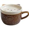 caapmony Tazze da caffè in Ceramica Creativa con Coperchio, Gatto, Tazze di Porcellana, Famiglia, Pranzo, Latte, Succo, Bevande ()