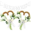 QIMMU 3 Pezzi Decorazioni Auto Matrimonio,Cofano Per Matrimonio,Con 2 Corone a Cuore e Striscione MR&MRS - Decorazione Auto Romantica Con Ventose, Rose e Fiocco Per Matrimonio