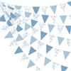 pinkblume Bandierine con fiocco blu da 9,1 m, stelle marine, conchiglie, decorazioni per feste, in tessuto blu polveroso, bandierine triangolari, ghirlanda, per oceano, spiaggia, sotto il mare, estate, nautica