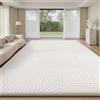 Sour Lemon Tappeto per soggiorno, 200 x 300 cm, colore crema 3D, per camera da letto, extra large, soggiorno, design cerchio, lavabile, morbido, non perde pelo, per cucina e ufficio