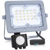 Aigostar - Faretto LED ultrasottile con sensore di movimento,20W, luce bianca naturale 4000K, impermeabile IP65. lampada esterno brillante 1650lm per giardini, patii, garage o strade di accesso