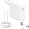 Syluxa Caricabatterie per Mac Book Pro 96 W, caricatore USB C rapido per MacBook Pro 16/15/14/13 pollici, MacBook Air M1/M2/M3/M4/M5, iPad, alimentazione computer con cavo USB C 5A 100W
