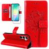 Dcjlbo Cover per Samsung Galaxy A27 5G Custodia Antiurto-Rosso | Portafoglio con Pellicola Vetro Temperato Porta Carte Disegni Supporto,Leggera a Libro Pelle Flip,Antiscivolo Libretto Case