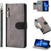 HAONANDE Flip Cover Per OPPO Find X3 Neo/Reno 5 Pro+Plus 5G, Custodia Pelle PU a Libro Portafoglio con 6 slot per carte, Supporto Stand, Magnetica, Protezione RFID, Case Wallet Antiurto Grigio
