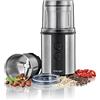 Cloer 7419 Macina Spezie e Caffè Elettrico con Lama di Macinazione, 350W, 2 contenitori in acciaio inossidabile rimovibili, per pesto, erbe aromatiche, noci e grano, fino a 80 g di chicchi di caffè