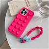 XCuihulle Custodia per iPhone 11, con bracciale, con cordino, in silicone, con ventosa, per iPhone 11 6,1, rosa rossa