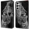 CLM-Tech Custodia compatibile con Samsung Galaxy A18 4G / 5G / A17 / A26 - Leone | nero grigio, PU Pelle Cover, Portafoglio con Funzione Supporto e Slots, Case