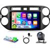 VECHTEL 4G&128G 9 Autoradio per vw Tiguan 2010-2016 con Carplay Android Auto Wireless Android 15,Bluetooth RDS/FM Radio,Wi-Fi GPS Navi,Telecamera posteriore AHD