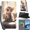 PHINIENLAND Cover per Motorola Moto G14 custodia portafoglio Gatto | 3 scomparti carte, 1 tasca banconote, Chiusura magnetica, Supporto, Pelle PU flip cover per Moto G14