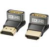 BRV Explorer Adattatore angolare HDMI 8K, HDMI Connettore a 90 e 270 gradi
