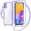 FERLAN Cover per Samsung Galaxy M52 5G con Cordino, 360 Gradi Antiurto Custodia con Protezione Schermo Integrata Trasparente Rugged TPU Bumper Doppia Protettiva Cover per Samsung Galaxy M52 5G -Viola