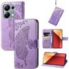 JIUNINE Custodia Protettiva per Redmi Note 14s / Redmi Note 13 Pro 4G / Poco M6 Pro 4G, Cover Libro PU Pelle Antiurto Portafoglio con Design Farfalle, Supporto Stand, Chiusura Magnetica, Viola