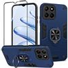 Btstring Cover per Honor X6 /Honor X8 5G /Honor 70 Lite con Pellicola Protettiva, Grado Militare Custodia con Cavalletto in Metallo Rotante a 360°, Hard PC Back Cover e TPU Bumper Antiurto Case- blu
