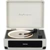 PRIXTON Lettore CD Portatile con Bluetooth, Radio FM e AUX, Altoparlante 6W (2x3W), Compatibile CD/MP3/WMA, Batteria Ricaricabile 3000 mAh, Uscita Cuffie, Design a Valigetta (Crema)