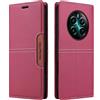 NETANY Compatibile Custodia per telefono Realme 12 Plus 5G/ 12 4G / Realme 12+ 5G,con patta in pelle PU, custodia con chiusura magnetica con supporto Custodia protettiva antiurto in pelle (Rosso)