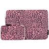 ZhuiKun Custodie per PC portatili 14 Pollici Stampa Leopardo Laptop Sleeve Borsa di tela con Piccolo Case (Rosa)