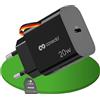 conecto caricatore USB-C conecto, alimentatore USB, 1 porta, 1x USB-C 20 Watt Max. PD, caricatore rapido, caricatore per telefoni cellulari, rilevamento automatico della corrente di carica, nero