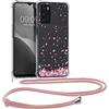kwmobile Custodia Compatibile con Oppo A16 / A16s / A54s Cover - Back Case in Silicone TPU - Protezione Smartphone con Cordino - rosa/marrone scuro/trasparente