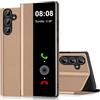 Nshkeji Custodia per Samsung Galaxy A55 5G, trasparente, con supporto, pieghevole, touchscreen, in pelle (oro, Samsung A55)