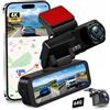 Rimoody Dashcam 4K con GPS, Doppia Telecamera Auto 3.16 Pollici, 4K Frontale + 2K Posteriore, Angolo 150°+120°, WiFi Dual-Band 2.4/5.8GHz, ADAS, Registrazione Ciclica, G-Sensor, Include Scheda 64GB