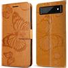 DENDICO Cover per Google Pixel 6A 5G, Portafoglio Custodia in PU Pelle per Google Pixel 6A 5G, Antiurto Cover a Libro con Slot per Carte, Giallo