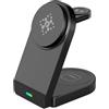 Ti Cow Base di ricarica wireless magnetica pieghevole multifunzione 3 in 1, compatibile con iPhone/iWatch/Airpods 15 W, ricarica rapida e sicura (nero)