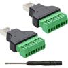 CEMYDEYO 2 pezzi RJ45 maschio a 8 pin morsettiera adattatore 8P8C Ethernet connettore connettore connettore per Cat7 Cat6 Cat5 CCTV/DVR Digital Internet RJ45 Terminal (2 pezzi connettori)