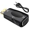 My Pet Elephant Adattatore HDMI a VGA, presa seminer, con cavo audio jack da 3,5 mm, compatibile con monitor/laptop/computer/PC/proiettore/HDTV/Chromebook/Xbox e altro (nero), VGAFemale HDMIMale