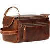 KOMALC Beauty case unisex in vera pelle di bufalo, borsa da viaggio, Dopp Kit (Distressed Orange Tan)