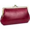 Karoukee Portafoglio in Pelle Cerosa Liscia per Cellulare, Portamonete Vintage da Donna, Grande Porta Carte di Credito con 12 Scomparti per Carte, Chiusura Clic-Clac in Oro
