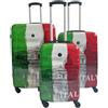 BERTOO Italy Set di valigie rigide con ruote girevoli, 3 pezzi, in ABS+PC, con 4 ruote rimovibili e lucchetto a combinazione