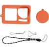 BONKZEBU Action Camera Sleeve in Silicone, Custodia per Protezione per Gocce con Copertura Dell'obiettivo, Cinghia Manuale e Corda da Polso, Compatibile per Action 5 Pro (Arancia)