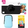 KODAK Printomatic Pacchetto iniziale per macchina fotografica a stampa istantanea a colori + Custodia morbida + Carta fotografica Zink da 20 pezzi - Foto colorate su carta adesiva 2x3 - Nero
