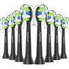 BrightDeal 8 Testine di Ricambio per Philips Sonicare - Spazzolini Compatibili con HealthyWhite, EasyClean - Colore Nero