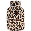 OWOZOI Borsa Dell'acqua Calda con Tasca,2L Borsa Acqua Calda in Gomma per Mettere Mani Dentro,Peluche Morbida Copertura, Alleviare il Dolore di,Schiena,Collo,Spalle,Regali per Adulto(Leopardo)