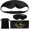 Proglobe Luxe Luxury Sleep Mask for Back & Side Sleepers, 100% Light Blocking 3D Eye Mask with Zero Pressure Eye Cups, Lash-Friendly, Soft Breathable Night Mask for Travel & Naps, Black